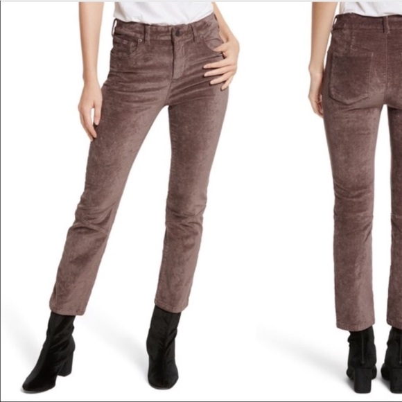 Free People Denim - Free People Taupe Velvet Crop Bootcut Pants Sz 25